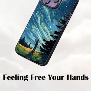 【BUY 4 ONLY PAY FOR 2】So Cool Case for iPhone with Unique Design, starry night Hard Back + Soft Frame with Independent Button Protective Case for iPhone -man flying a kite under a starry sky