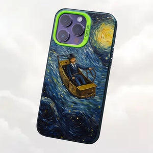 【BUY 4 ONLY PAY FOR 2】So Cool Case for iPhone with Unique Design, starry night Hard Back + Soft Frame with Independent Button Protective Case for iPhone -man flying in a plane in the starry sky