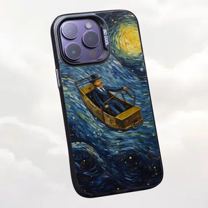 【BUY 4 ONLY PAY FOR 2】So Cool Case for iPhone with Unique Design, starry night Hard Back + Soft Frame with Independent Button Protective Case for iPhone -man flying in a plane in the starry sky