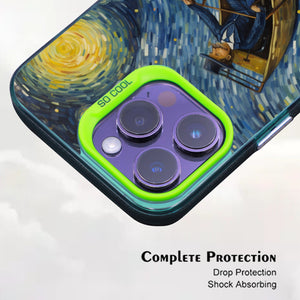 【BUY 4 ONLY PAY FOR 2】So Cool Case for iPhone with Unique Design, starry night Hard Back + Soft Frame with Independent Button Protective Case for iPhone -man flying in a plane in the starry sky