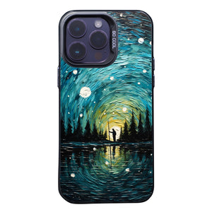 【BUY 4 ONLY PAY FOR 2】So Cool Case for iPhone with Unique Design, starry night Hard Back + Soft Frame with Independent Button Protective Case for iPhone -man in starry night