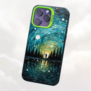 【BUY 4 ONLY PAY FOR 2】So Cool Case for iPhone with Unique Design, starry night Hard Back + Soft Frame with Independent Button Protective Case for iPhone -man in starry night