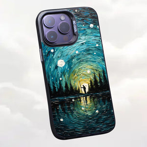 【BUY 4 ONLY PAY FOR 2】So Cool Case for iPhone with Unique Design, starry night Hard Back + Soft Frame with Independent Button Protective Case for iPhone -man in starry night