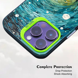 【BUY 4 ONLY PAY FOR 2】So Cool Case for iPhone with Unique Design, starry night Hard Back + Soft Frame with Independent Button Protective Case for iPhone -man in starry night