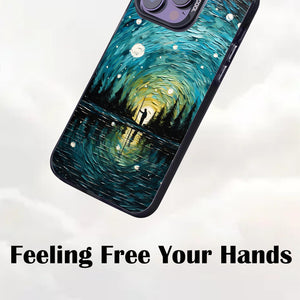 【BUY 4 ONLY PAY FOR 2】So Cool Case for iPhone with Unique Design, starry night Hard Back + Soft Frame with Independent Button Protective Case for iPhone -man in starry night