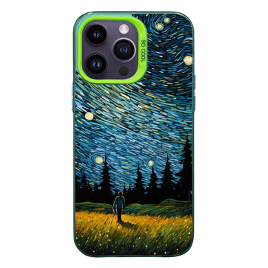 【BUY 4 ONLY PAY FOR 2】So Cool Case for iPhone with Unique Design, starry night Hard Back + Soft Frame with Independent Button Protective Case for iPhone -man in starry night2