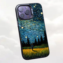 【BUY 4 ONLY PAY FOR 2】So Cool Case for iPhone with Unique Design, starry night Hard Back + Soft Frame with Independent Button Protective Case for iPhone -man in starry night2