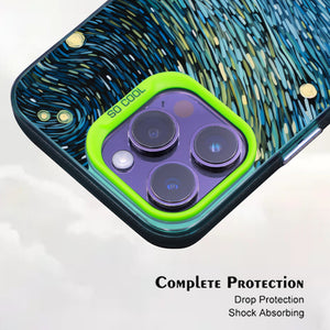 【BUY 4 ONLY PAY FOR 2】So Cool Case for iPhone with Unique Design, starry night Hard Back + Soft Frame with Independent Button Protective Case for iPhone -man in starry night2