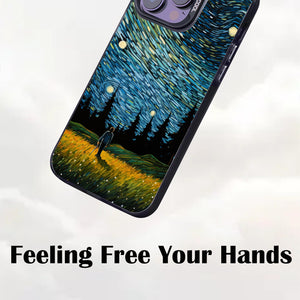 【BUY 4 ONLY PAY FOR 2】So Cool Case for iPhone with Unique Design, starry night Hard Back + Soft Frame with Independent Button Protective Case for iPhone -man in starry night2