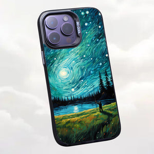 【BUY 4 ONLY PAY FOR 2】So Cool Case for iPhone with Unique Design, starry night Hard Back + Soft Frame with Independent Button Protective Case for iPhone -man in starry night3