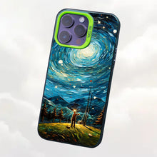 【BUY 4 ONLY PAY FOR 2】So Cool Case for iPhone with Unique Design, starry night Hard Back + Soft Frame with Independent Button Protective Case for iPhone -man in starry night4