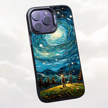 【BUY 4 ONLY PAY FOR 2】So Cool Case for iPhone with Unique Design, starry night Hard Back + Soft Frame with Independent Button Protective Case for iPhone -man in starry night4