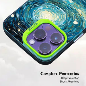 【BUY 4 ONLY PAY FOR 2】So Cool Case for iPhone with Unique Design, starry night Hard Back + Soft Frame with Independent Button Protective Case for iPhone -man in starry night4