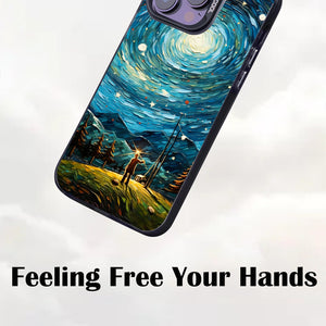 【BUY 4 ONLY PAY FOR 2】So Cool Case for iPhone with Unique Design, starry night Hard Back + Soft Frame with Independent Button Protective Case for iPhone -man in starry night4