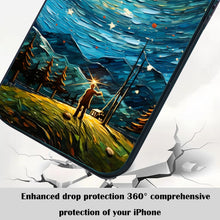 【BUY 4 ONLY PAY FOR 2】So Cool Case for iPhone with Unique Design, starry night Hard Back + Soft Frame with Independent Button Protective Case for iPhone -man in starry night4