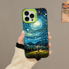 【BUY 4 ONLY PAY FOR 2】So Cool Case for iPhone with Unique Design, starry night Hard Back + Soft Frame with Independent Button Protective Case for iPhone -man in starry night4