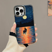 【BUY 4 ONLY PAY FOR 2】So Cool Case for iPhone with Unique Design, starry night Hard Back + Soft Frame with Independent Button Protective Case for iPhone -boat under the moon impressionist