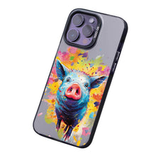 【BUY 4 ONLY PAY FOR 2】So Cool Case for iPhone with Unique Design, Watercolor Animal Hard Back + Soft Frame with Independent Button Protective Case for iPhone - Pig