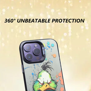 【BUY 4 ONLY PAY FOR 2】So Cool Case for iPhone with Unique Design, Watercolor Animal Hard Back + Soft Frame with Independent Button Protective Case for iPhone - Angry duck painting