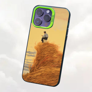 【BUY 4 ONLY PAY FOR 2】So Cool Case for iPhone with Unique Design, starry night Hard Back + Soft Frame with Independent Button Protective Case for iPhone -man on top of a straw and a king swallowing autumn landscape