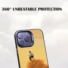 【BUY 4 ONLY PAY FOR 2】So Cool Case for iPhone with Unique Design, starry night Hard Back + Soft Frame with Independent Button Protective Case for iPhone -man on top of a straw and a king swallowing autumn landscape