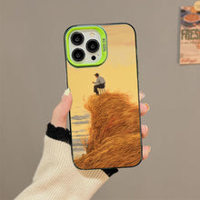 【BUY 4 ONLY PAY FOR 2】So Cool Case for iPhone with Unique Design, starry night Hard Back + Soft Frame with Independent Button Protective Case for iPhone -man on top of a straw and a king swallowing autumn landscape