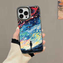 【BUY 4 ONLY PAY FOR 2】So Cool Case for iPhone with Unique Design, starry night Hard Back + Soft Frame with Independent Button Protective Case for iPhone -man standing under starry sky pop culture