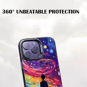 【BUY 4 ONLY PAY FOR 2】So Cool Case for iPhone with Unique Design, starry night Hard Back + Soft Frame with Independent Button Protective Case for iPhone -man standing under starry sky pop culture2