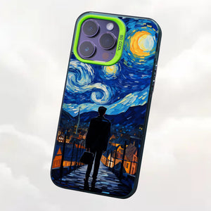 【BUY 4 ONLY PAY FOR 2】So Cool Case for iPhone with Unique Design, starry night Hard Back + Soft Frame with Independent Button Protective Case for iPhone -man standing under starry sky pop culture3