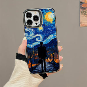 【BUY 4 ONLY PAY FOR 2】So Cool Case for iPhone with Unique Design, starry night Hard Back + Soft Frame with Independent Button Protective Case for iPhone -man standing under starry sky pop culture3