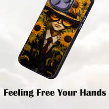 【BUY 4 ONLY PAY FOR 2】So Cool Case for iPhone with Unique Design, starry night Hard Back + Soft Frame with Independent Button Protective Case for iPhone -man wearing a hat and hat and with sunflowers