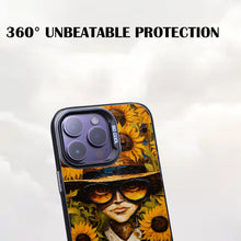 【BUY 4 ONLY PAY FOR 2】So Cool Case for iPhone with Unique Design, starry night Hard Back + Soft Frame with Independent Button Protective Case for iPhone -man wearing a hat and hat and with sunflowers