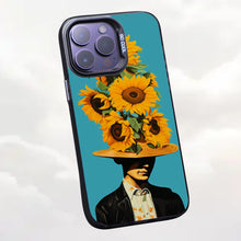 【BUY 4 ONLY PAY FOR 2】So Cool Case for iPhone with Unique Design, starry night Hard Back + Soft Frame with Independent Button Protective Case for iPhone -man with sunflowers pop-art style cowboy