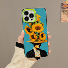 【BUY 4 ONLY PAY FOR 2】So Cool Case for iPhone with Unique Design, starry night Hard Back + Soft Frame with Independent Button Protective Case for iPhone -man with sunflowers pop-art style cowboy