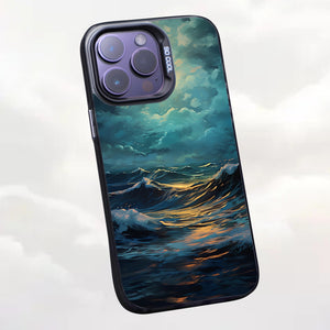 【BUY 4 ONLY PAY FOR 2】So Cool Case for iPhone with Unique Design, starry night Hard Back + Soft Frame with Independent Button Protective Case for iPhone -ocean waves under the moon