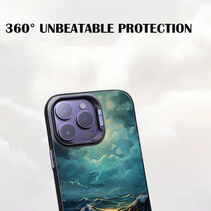 【BUY 4 ONLY PAY FOR 2】So Cool Case for iPhone with Unique Design, starry night Hard Back + Soft Frame with Independent Button Protective Case for iPhone -ocean waves under the moon