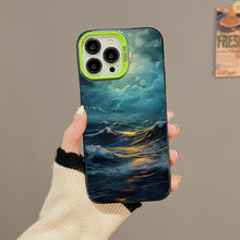 【BUY 4 ONLY PAY FOR 2】So Cool Case for iPhone with Unique Design, starry night Hard Back + Soft Frame with Independent Button Protective Case for iPhone -ocean waves under the moon