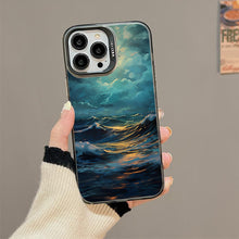 【BUY 4 ONLY PAY FOR 2】So Cool Case for iPhone with Unique Design, starry night Hard Back + Soft Frame with Independent Button Protective Case for iPhone -ocean waves under the moon