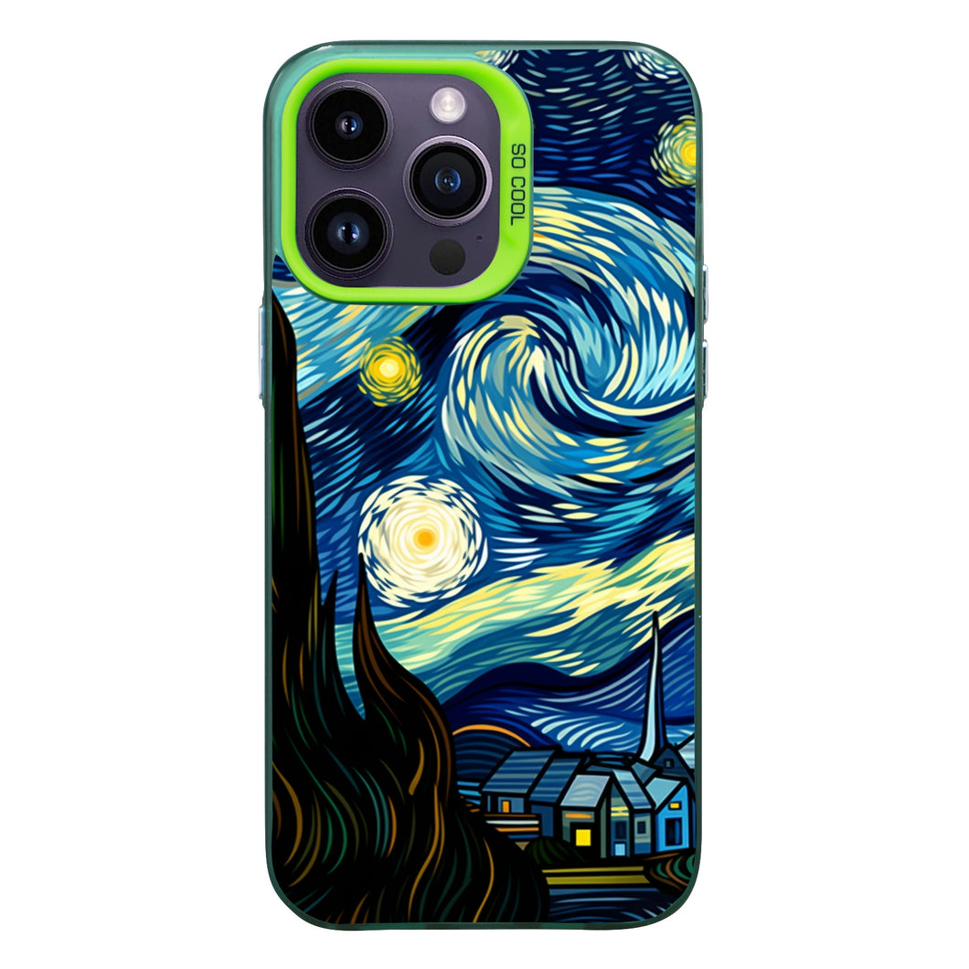 【BUY 4 ONLY PAY FOR 2】So Cool Case for iPhone with Unique Design, starry night Hard Back + Soft Frame with Independent Button Protective Case for iPhone -starry night 3