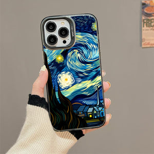 【BUY 4 ONLY PAY FOR 2】So Cool Case for iPhone with Unique Design, starry night Hard Back + Soft Frame with Independent Button Protective Case for iPhone -starry night 3