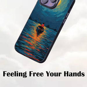【BUY 4 ONLY PAY FOR 2】So Cool Case for iPhone with Unique Design, starry night Hard Back + Soft Frame with Independent Button Protective Case for iPhone -boat under the moon impressionist2