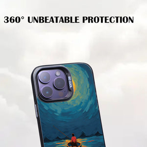 【BUY 4 ONLY PAY FOR 2】So Cool Case for iPhone with Unique Design, starry night Hard Back + Soft Frame with Independent Button Protective Case for iPhone -boat under the moon impressionist2
