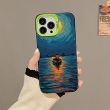 【BUY 4 ONLY PAY FOR 2】So Cool Case for iPhone with Unique Design, starry night Hard Back + Soft Frame with Independent Button Protective Case for iPhone -boat under the moon impressionist2
