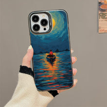 【BUY 4 ONLY PAY FOR 2】So Cool Case for iPhone with Unique Design, starry night Hard Back + Soft Frame with Independent Button Protective Case for iPhone -boat under the moon impressionist2