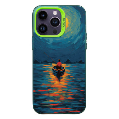【BUY 4 ONLY PAY FOR 2】So Cool Case for iPhone with Unique Design, starry night Hard Back + Soft Frame with Independent Button Protective Case for iPhone -boat under the moon impressionist2