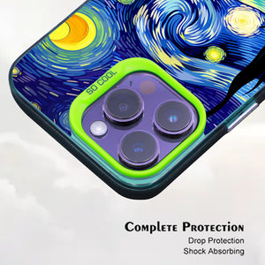 【BUY 4 ONLY PAY FOR 2】So Cool Case for iPhone with Unique Design, starry night Hard Back + Soft Frame with Independent Button Protective Case for iPhone -starry night 4