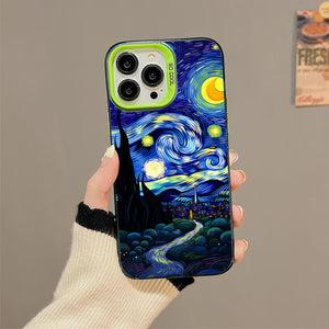 【BUY 4 ONLY PAY FOR 2】So Cool Case for iPhone with Unique Design, starry night Hard Back + Soft Frame with Independent Button Protective Case for iPhone -starry night 4