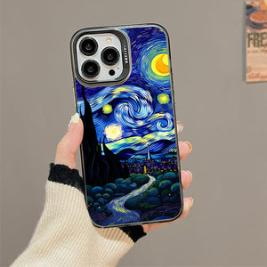 【BUY 4 ONLY PAY FOR 2】So Cool Case for iPhone with Unique Design, starry night Hard Back + Soft Frame with Independent Button Protective Case for iPhone -starry night 4