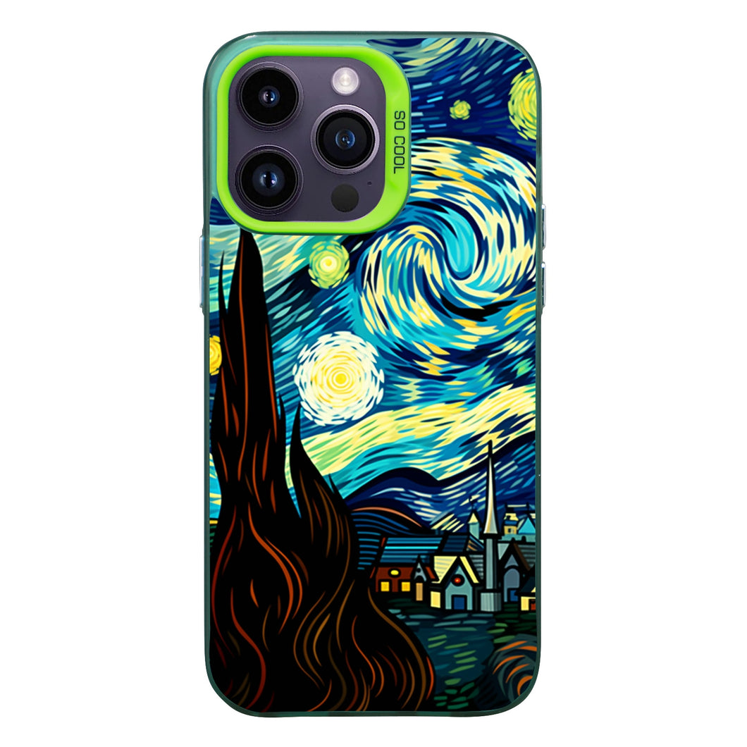 【BUY 4 ONLY PAY FOR 2】So Cool Case for iPhone with Unique Design, starry night Hard Back + Soft Frame with Independent Button Protective Case for iPhone -starry night 5