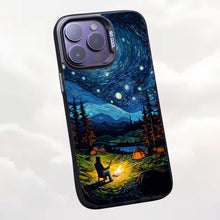 【BUY 4 ONLY PAY FOR 2】So Cool Case for iPhone with Unique Design, starry night Hard Back + Soft Frame with Independent Button Protective Case for iPhone -starry night camping man